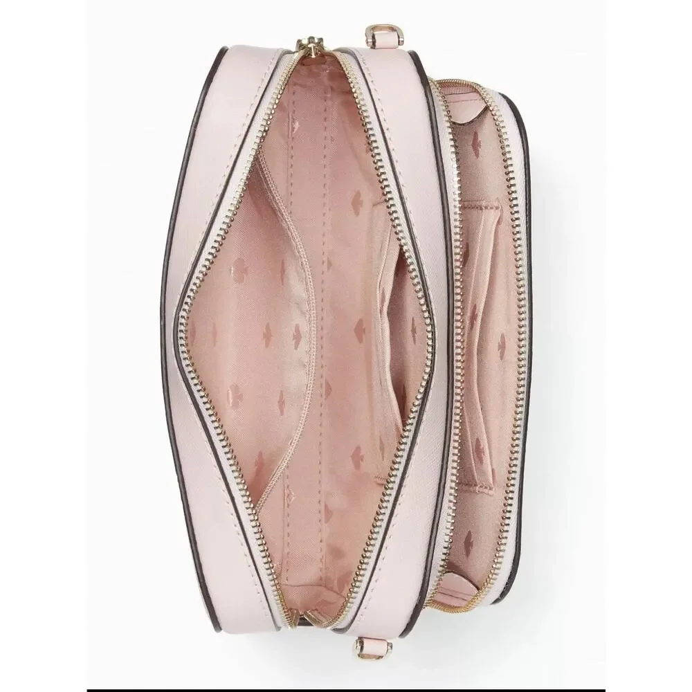 Kate Spade Staci Dual Zip Around Crossbody Quartz Pink Leather WLR00410 NWT $259